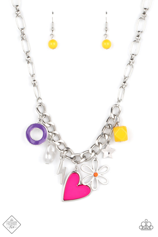 Living in CHARM-ony Multi Necklace Paparazzi Accessories. Heart Charms, Star Charms. Ships Free