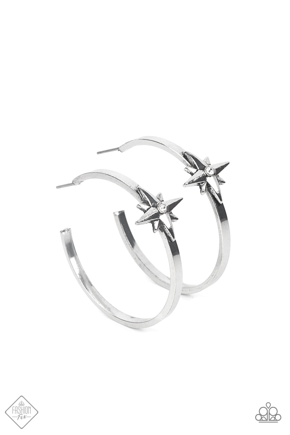 Lone Star Shimmer White Earrings Paparazzi Accessories. #P5HO-WTXX-132HX