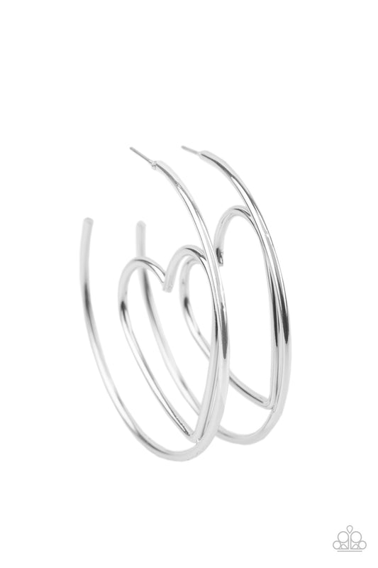 Love At First BRIGHT - Silver Earrings Paparazzi Accessories Valentine jewelry #P5HO-SVXX-182XX