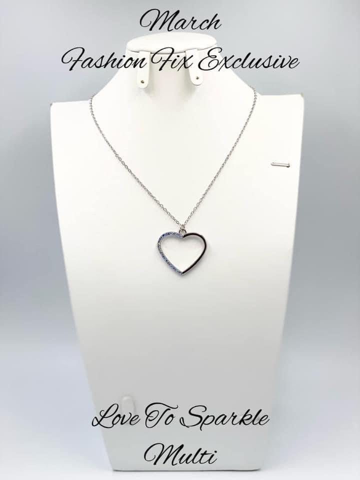 Paparazzi Love to Sparkle - Multi Heart Necklace Fashion Fix Exclusive March 2022