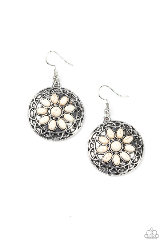 Mesa Oasis White Earrings Paparazzi Accessories online. #P5SE-WTXX-127XX. Get Free Shipping!