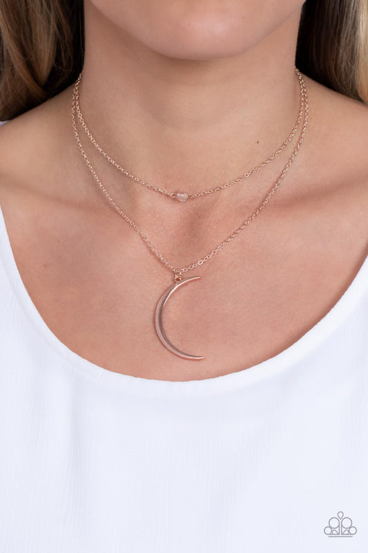 Paparazzi Modern Moonbeam Rose Gold Necklace. Crescent Moon Necklace. Dainty. #P2DA-GDRS-286XX