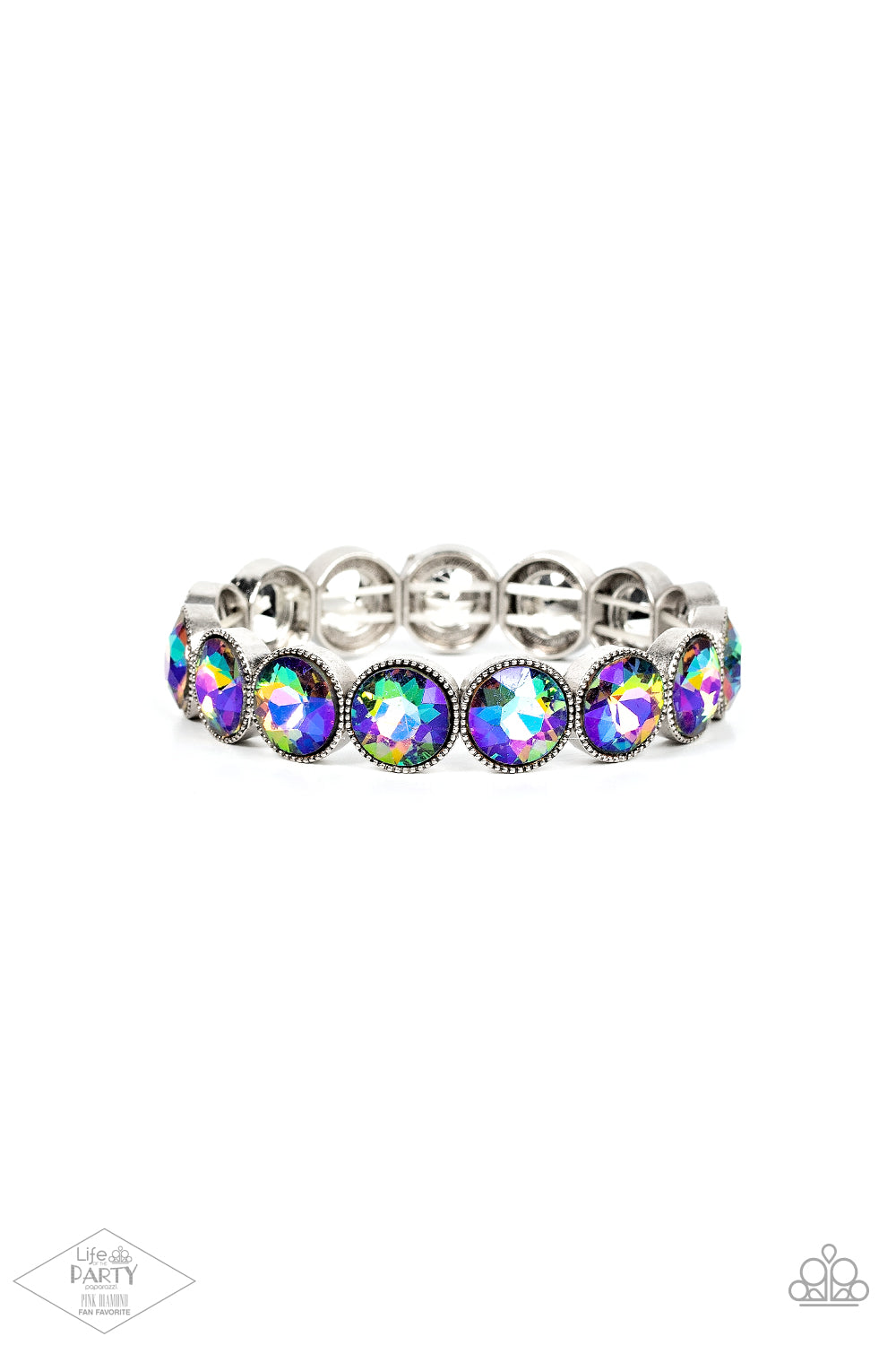 Paparazzi Number One Knockout Multi Bracelet. #P9RE-MTXX-108XX. Oil Spill Stretchy. Free Shipping.