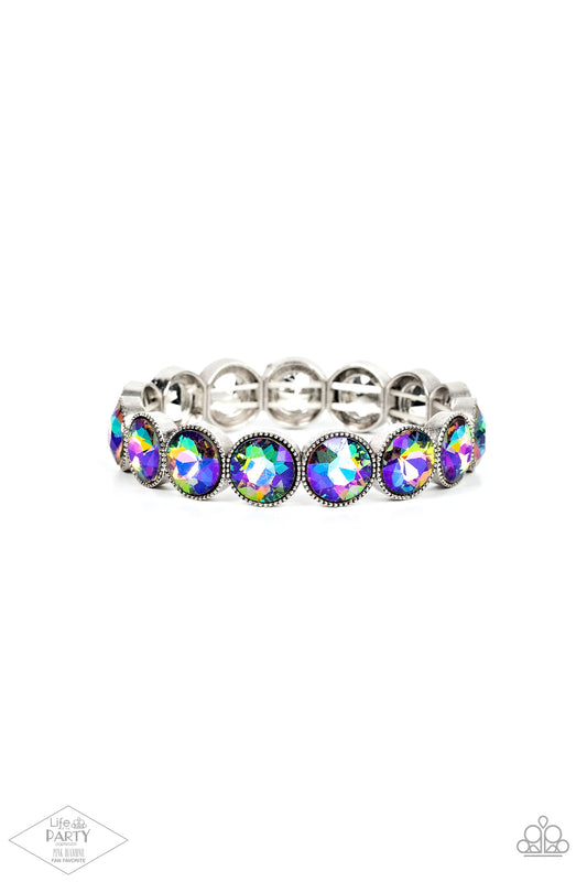 Paparazzi Number One Knockout Multi Bracelet. #P9RE-MTXX-108XX. Oil Spill Stretchy. Free Shipping.