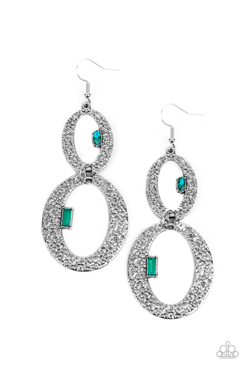 OVAL and OVAL Again - Green Earring Paparazzi Accessories