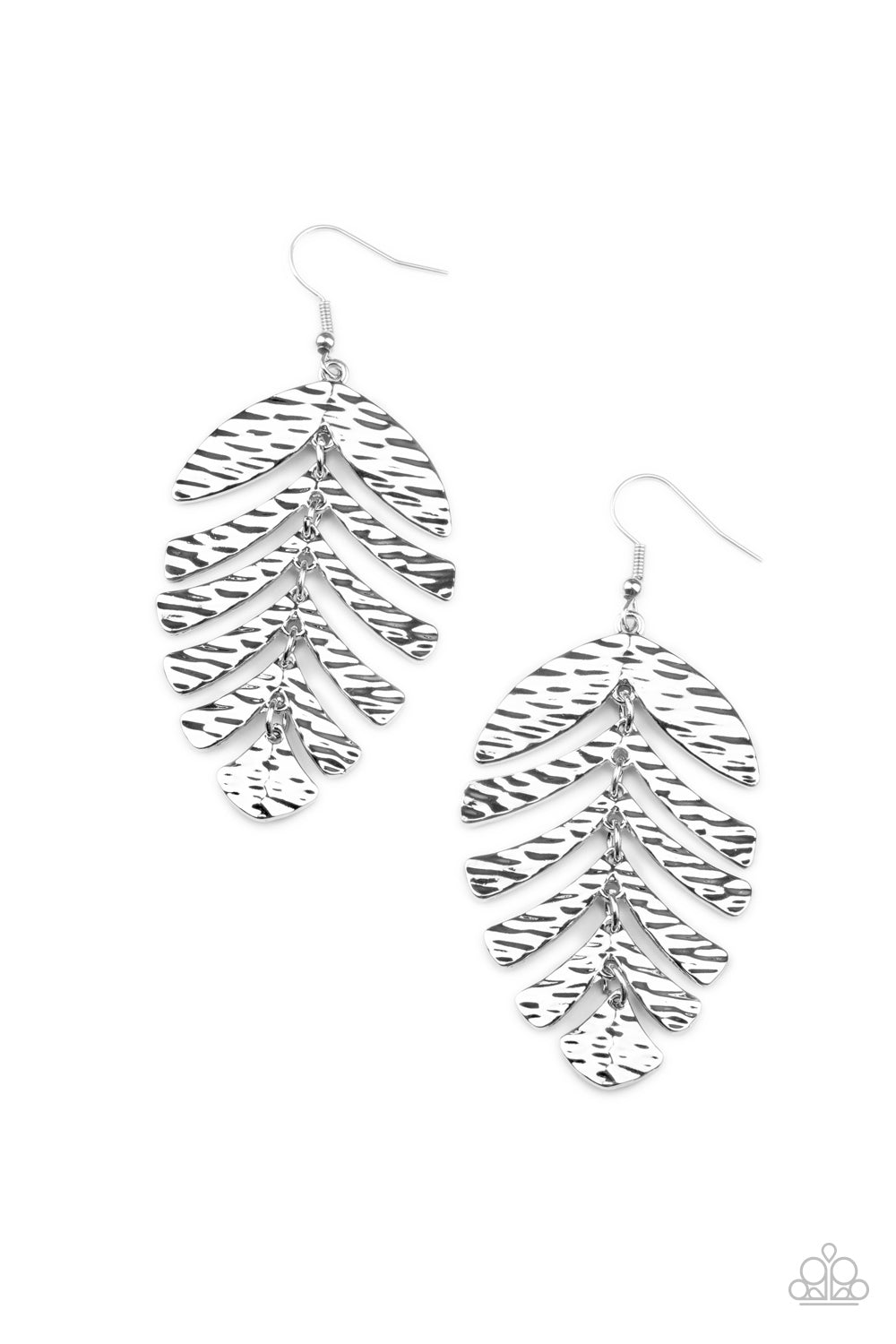 Palm Lagoon - Silver Palm Leaf Earring Paparazzi Accessories
