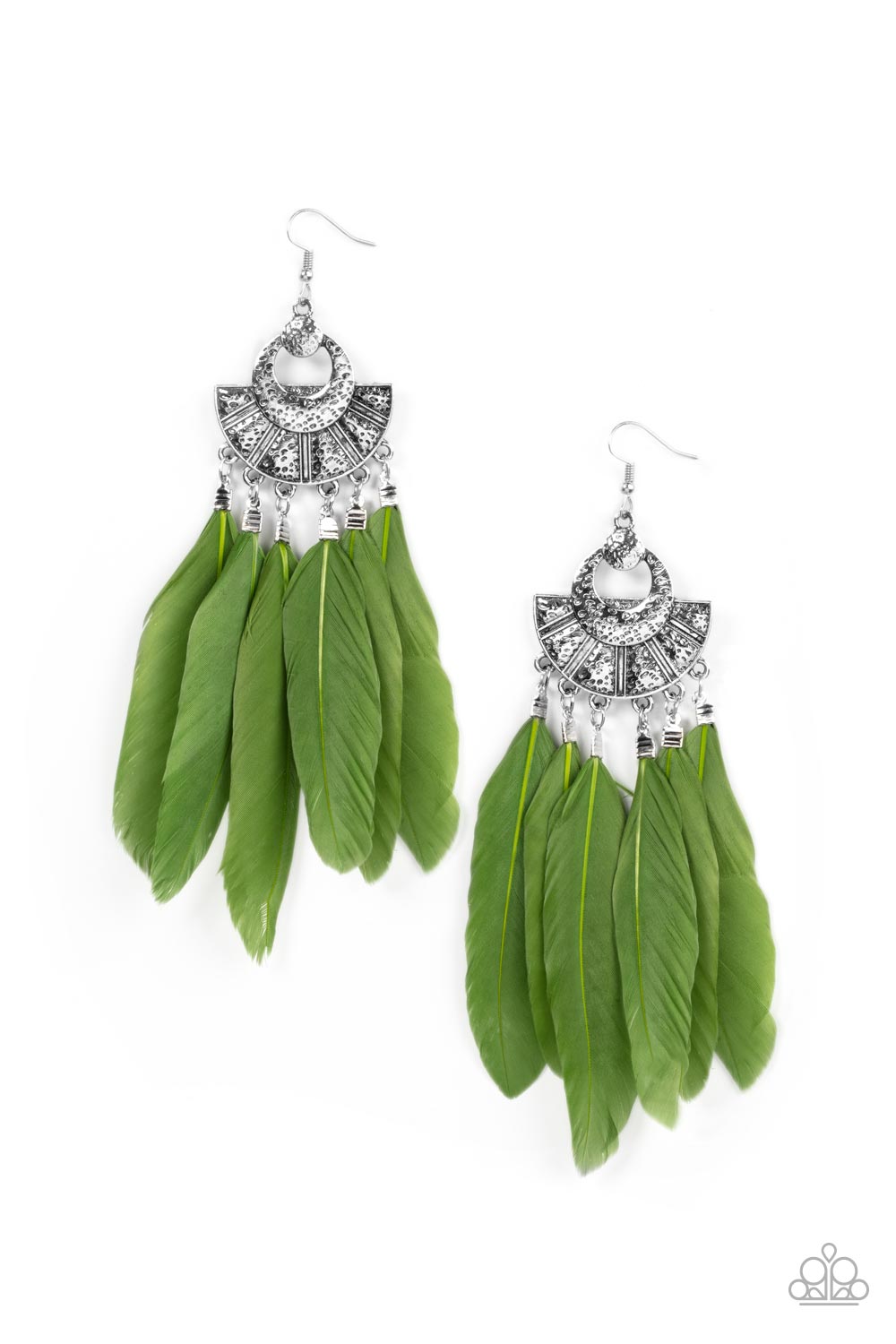Paparazzi Plume Paradise Green Earrings. Subscribe & Save! #P5SE-GRXX-135XX