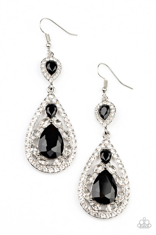 Buy Posh Pageantry Black Earrings Paparazzi Accessories January 2022 LOP. Get Free Shipping!