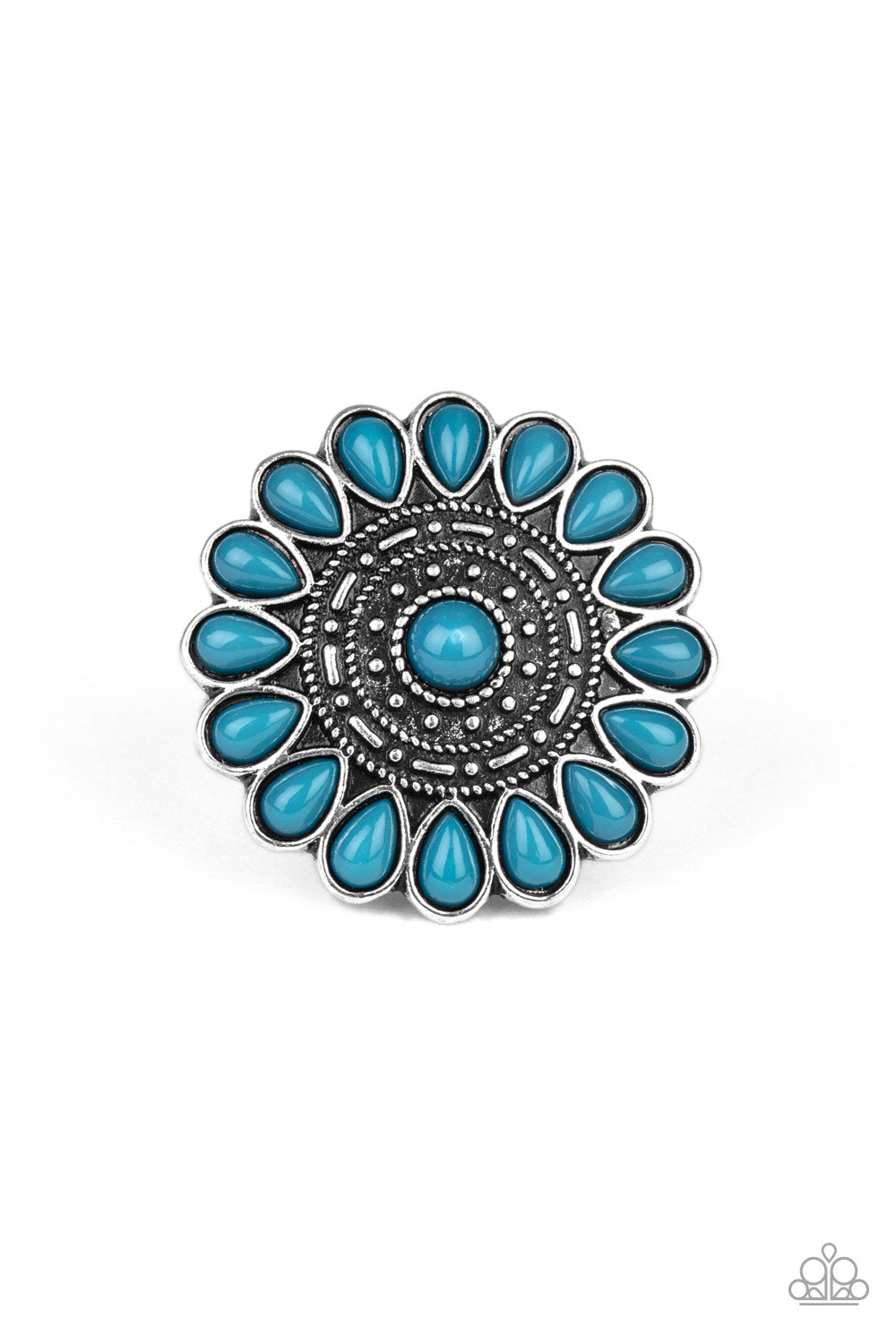 Posy Paradise - Blue Ring Paparazzi Accessories Teal Ring