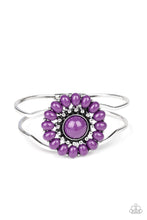 Load image into Gallery viewer, Paparazzi Posy Pop Purple Hinged Closure Bracelet. Get Free Shipping. #P9WH-PRXX-219XX. Floral
