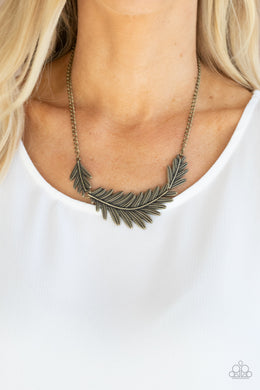 Queen of the QUILL Brass Feather Short Necklace Paparazzi Accessories. Get Free Shipping.