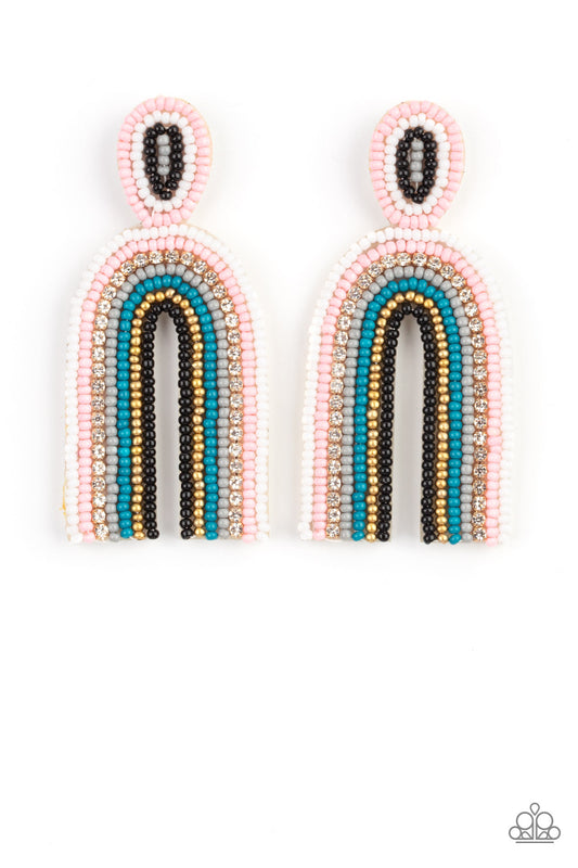 Rainbow Remedy Multi Earrings Paparazzi Accessories Seed Beads Rainbow Post Style earring