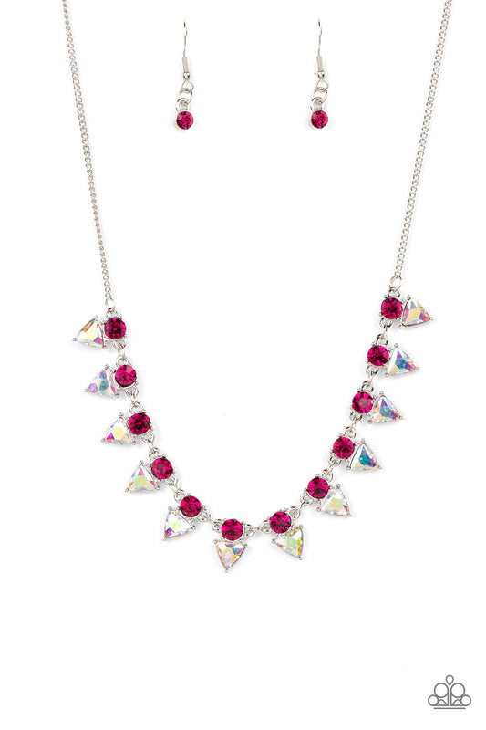 Paparazzi Razor-Sharp Refinement Pink Necklace. Iridescent Jewelry. #P2SE-PKXX-233XX. Ships Free