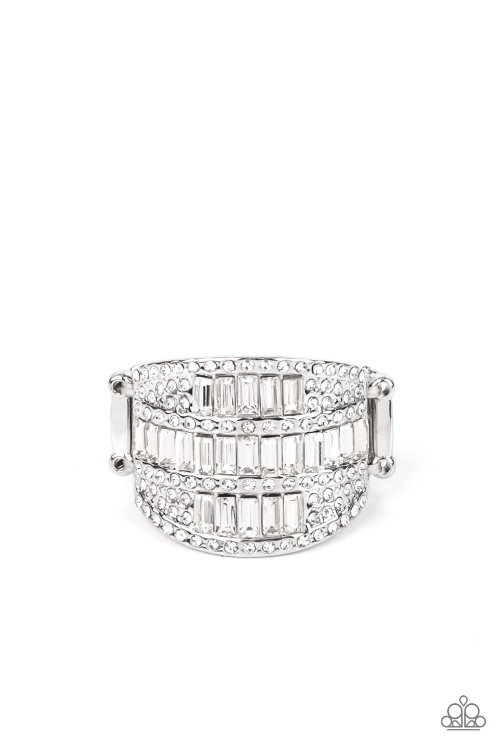 Paparazzi Red Carpet Redux White Ring Life of the Party January 2022 exclusive $5 bling