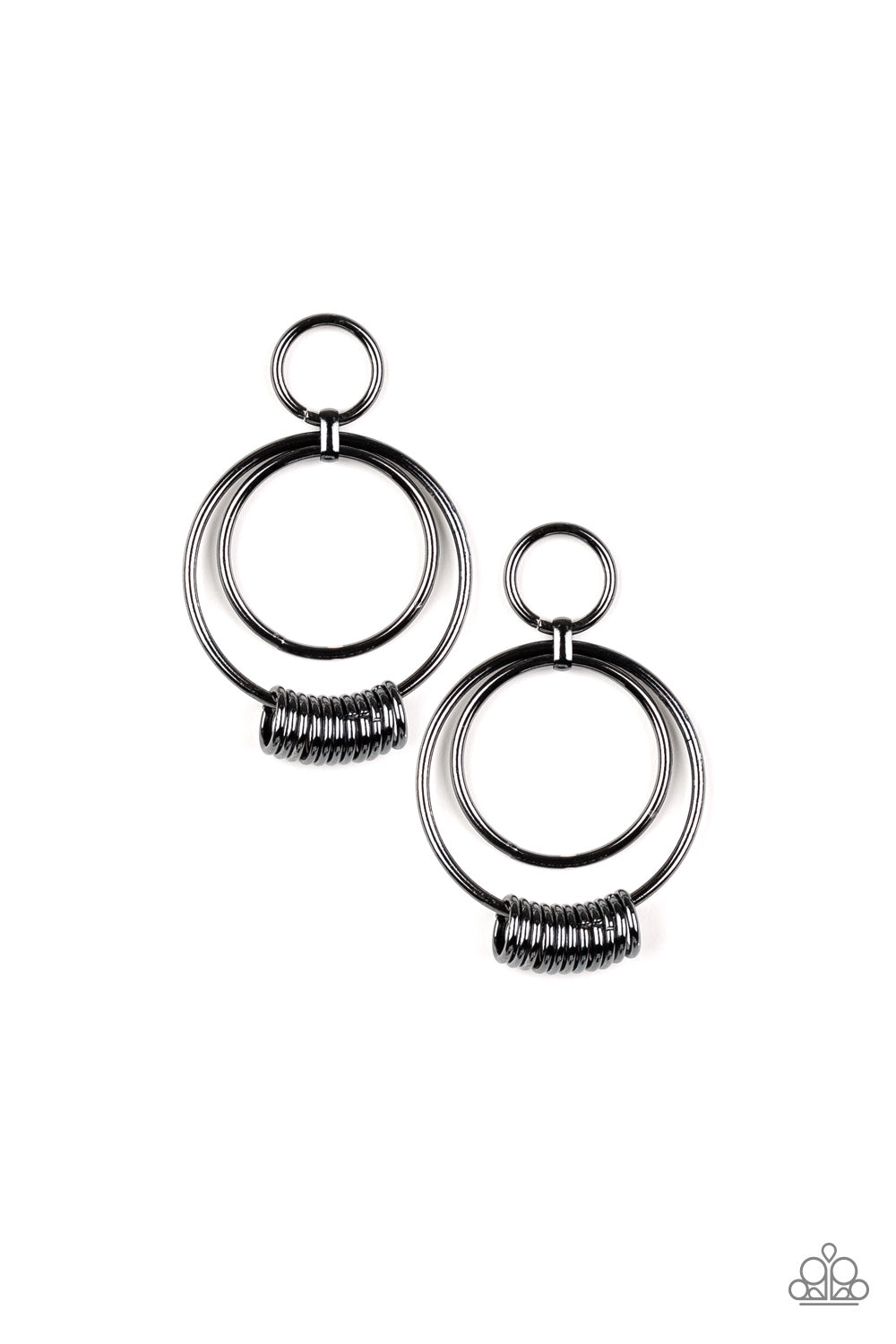 Paparazzi Earring ~ Retro Revolution - Black Post Earring