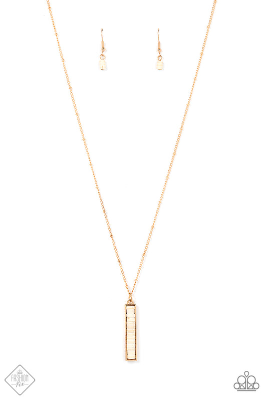 Rural Regeneration Gold Long Necklace Paparazzi Accessories. Get Free Shipping! #P2SE-GDXX-119HP