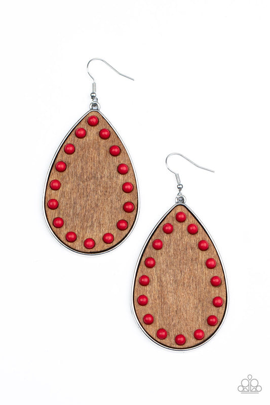 Paparazzi Rustic Refuge - Red Wooden Earrings $5 Accessories. Get Free Shipping! #P5SE-RDXX-192XX