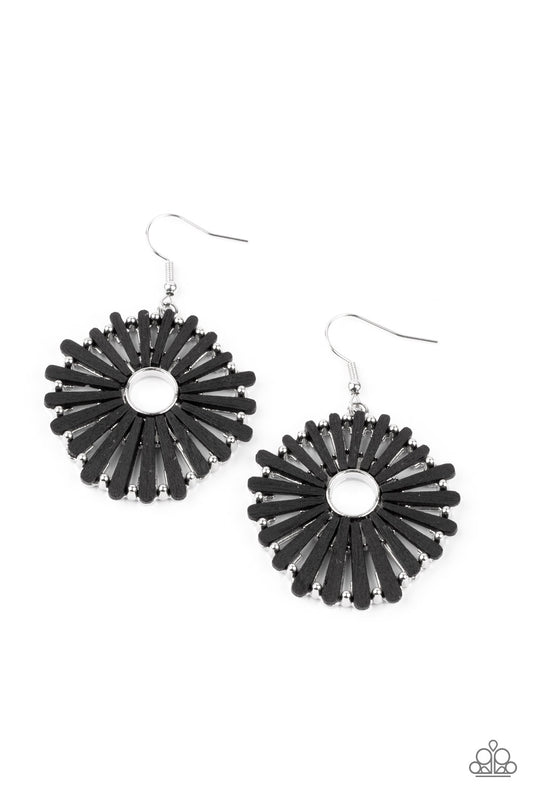 SPOKE Too Soon Black Wooden Earring Paparazzi Accessories