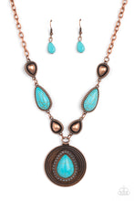 Load image into Gallery viewer, Paparazzi Saguaro Soul Trek Copper and Turquoise Blue $5 Necklace. Subscribe &amp; Save. Short Necklace
