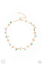 Load image into Gallery viewer, Sahara Social - Gold Choker Paparazzi Accessories with Turquoise beads 
