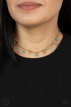 Load image into Gallery viewer, Paparazzi Sahara Social - Gold Choker Necklace with Blue beads
