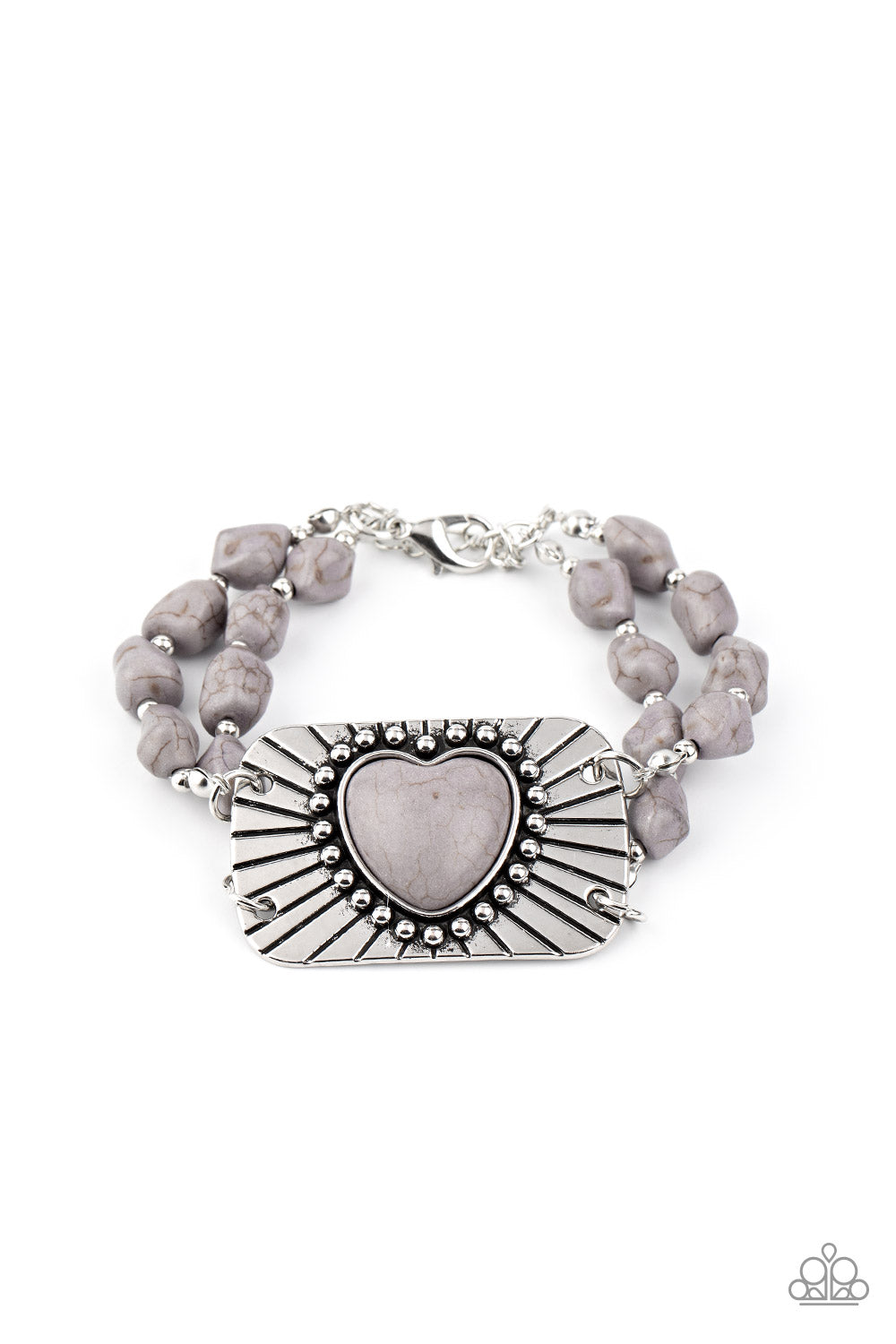 Sandstone Sweetheart Silver Bracelet Paparazzi Accessories. #P9SE-SVXX-090XX. Heart Bracelet. $5