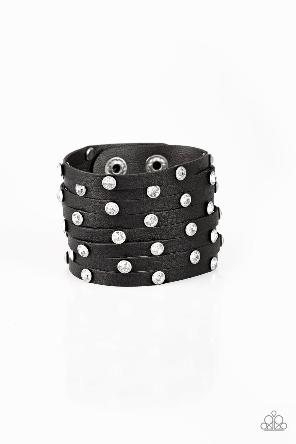 Paparazzi Bracelet ~ Sass Squad - Black Leather Band Urban Bracelet