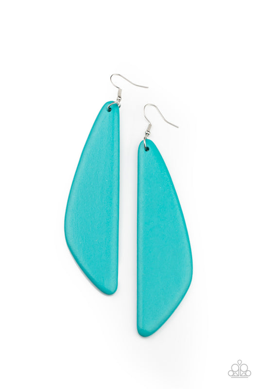 Paparazzi Earring ~ Scuba Dream - Blue Wooden Earrings