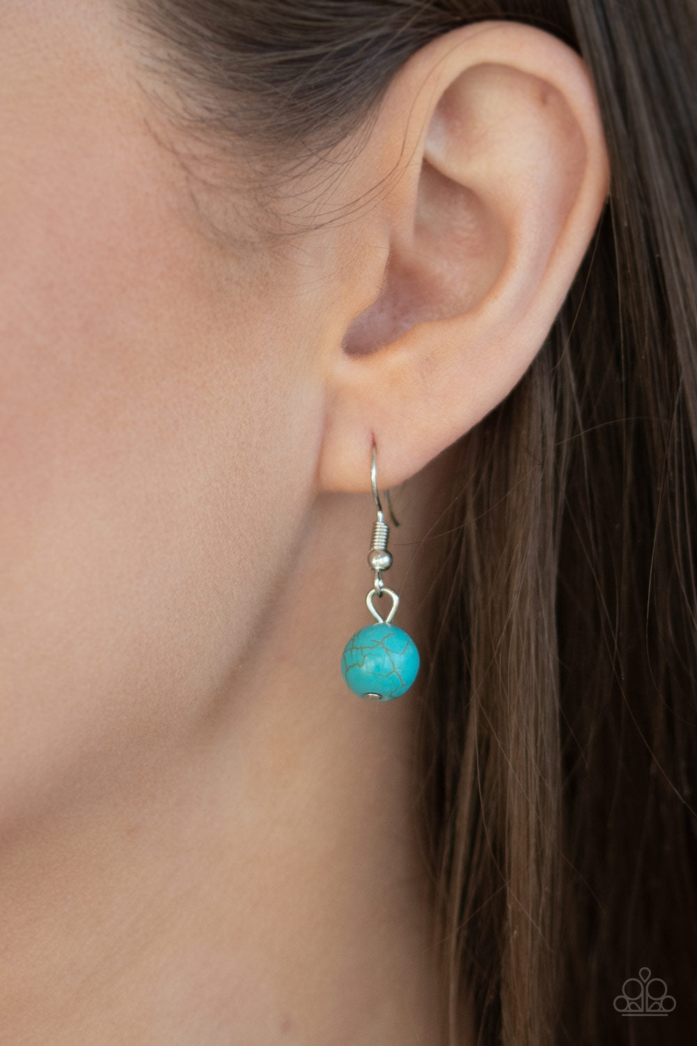 Sedimentary Colors Turquoise Blue Stone Short Necklace with earrings. Paparazzi Jewelry