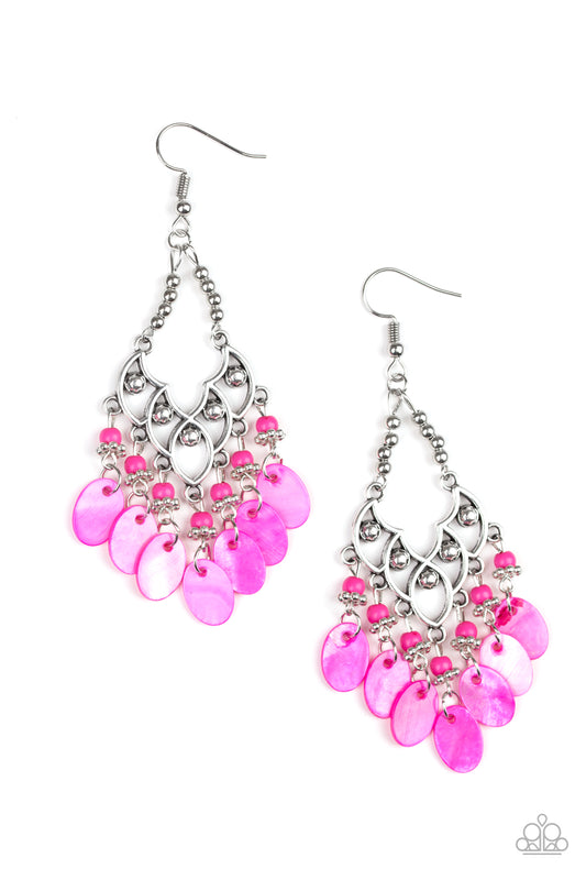 Shore Bait - Pink Earring Paparazzi Accessories Shell Earring