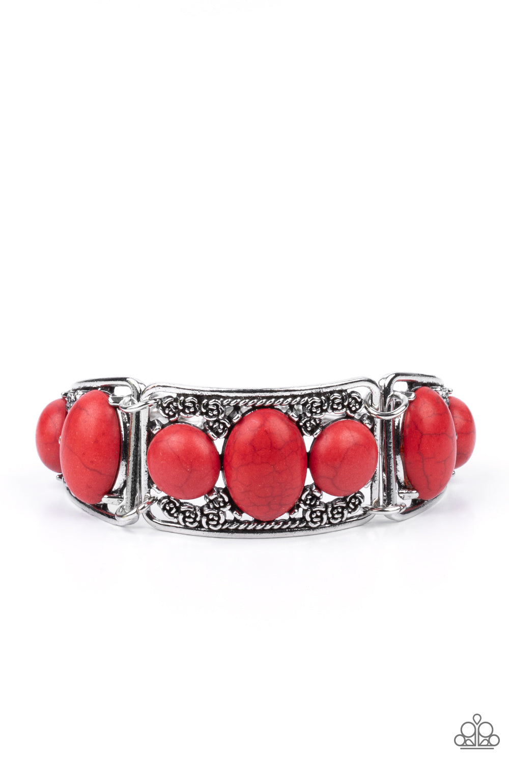 Southern Splendor - Red Bracelet Paparazzi Accessories Red Oval Cuff Bracelet