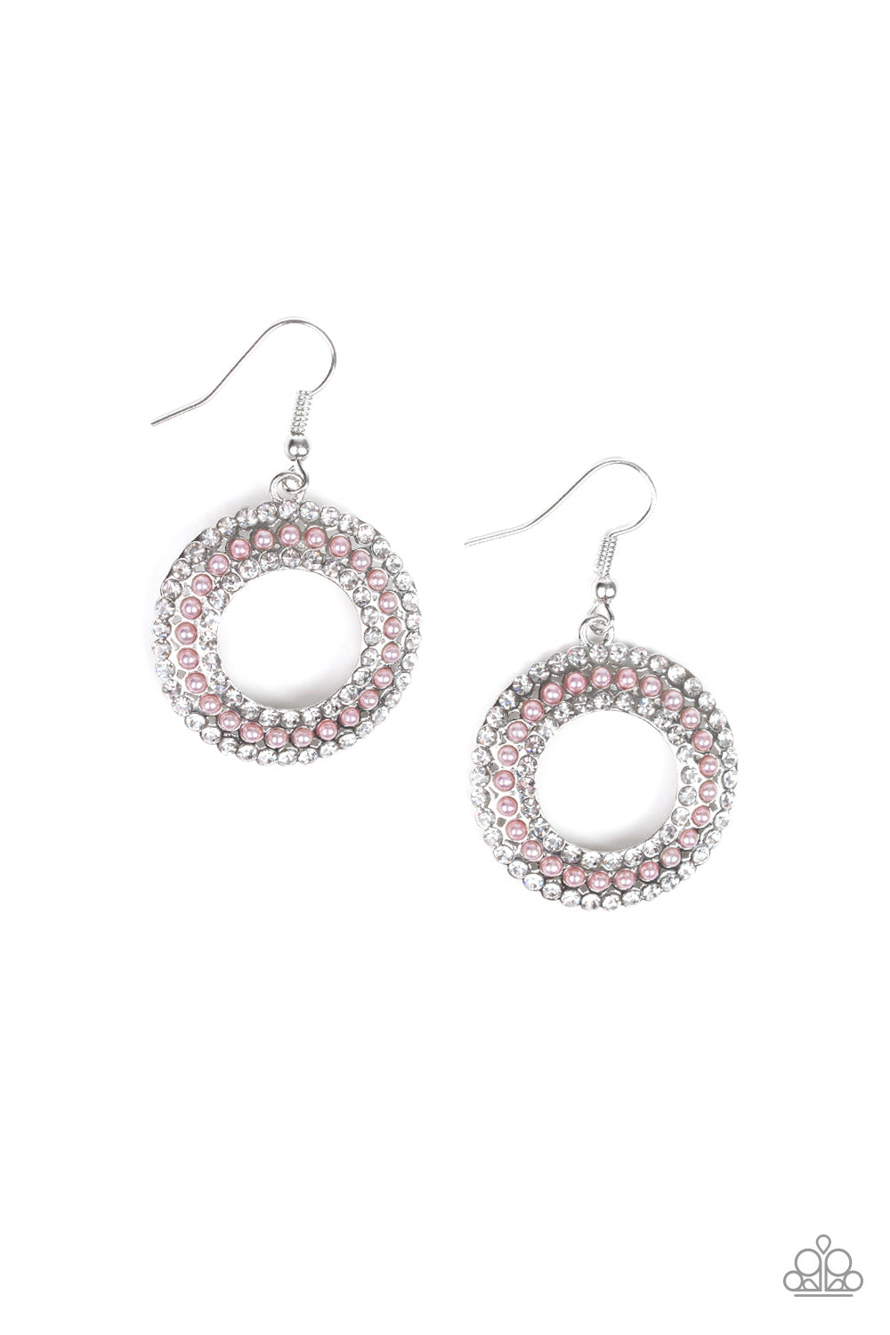 Sparkle Splurge - Pink Earring Paparazzi Accessories with small pearl