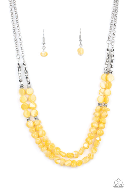 Paparazzi Staycation Status Yellow Necklace. #P2ST-YWXX-071XX. Subscribe & Save.