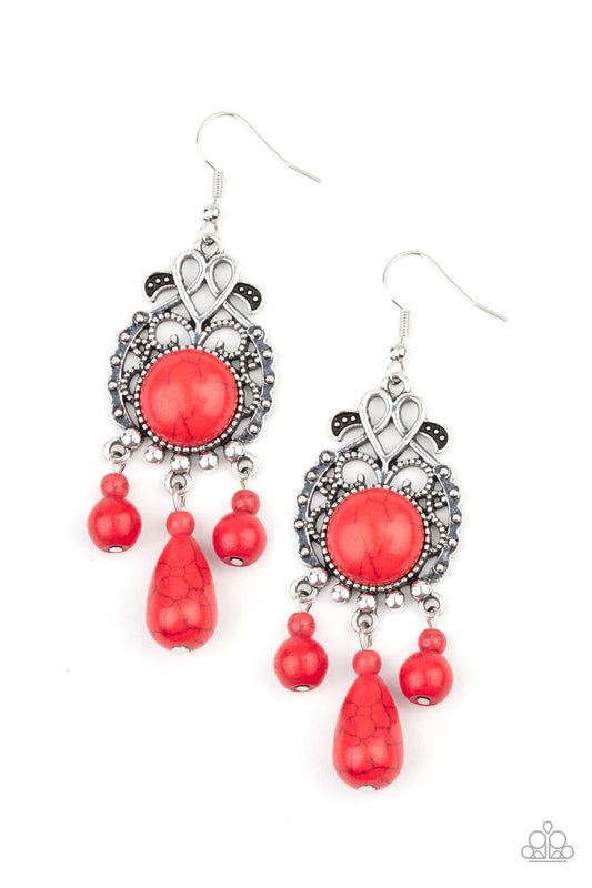 Stone Bliss - Red Earring Paparazzi Accessories. Subscribe & Save. #P5SE-RDXX-132XX