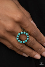 Load image into Gallery viewer, Stone Circles Brass Ring Paparazzi Accessories. Subscribe &amp; Save. #P4SE-BRXX-075XX. Turquoise blue
