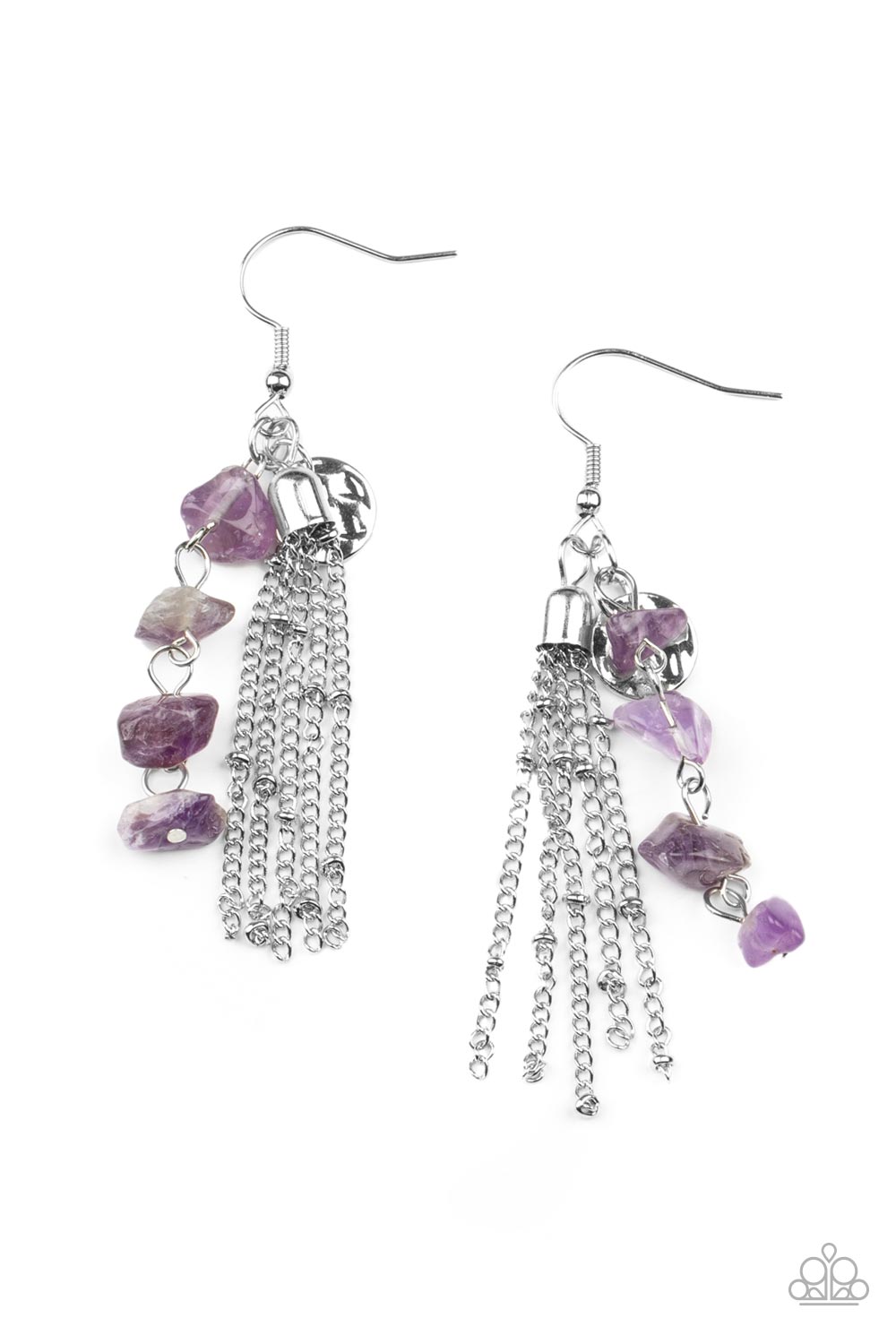 Paparazzi Earring ~ Stone Sensation - Purple Earring