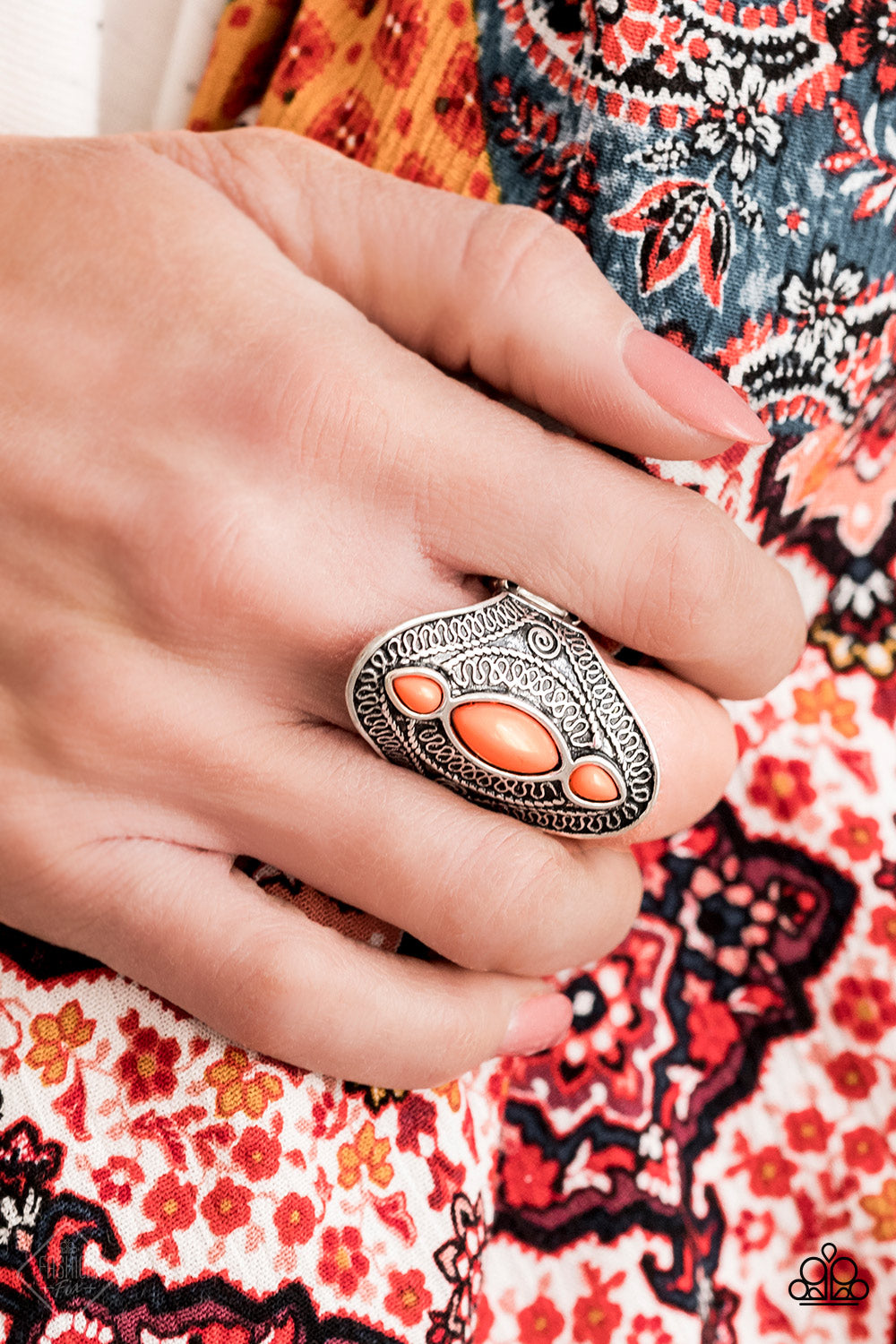Paparazzi Vintage Fashion Fix Orange Ring: "Kindred Spirit" (P4SE-OGXX-086TL)
