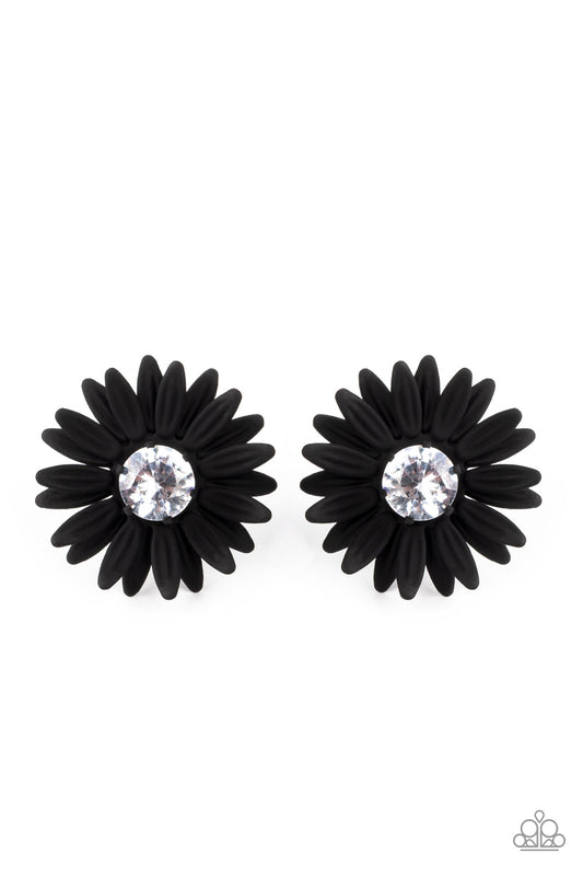 Paparazzi Sunshiny DAIS-y - Black Earrings #P5PO-BKXX-200XX