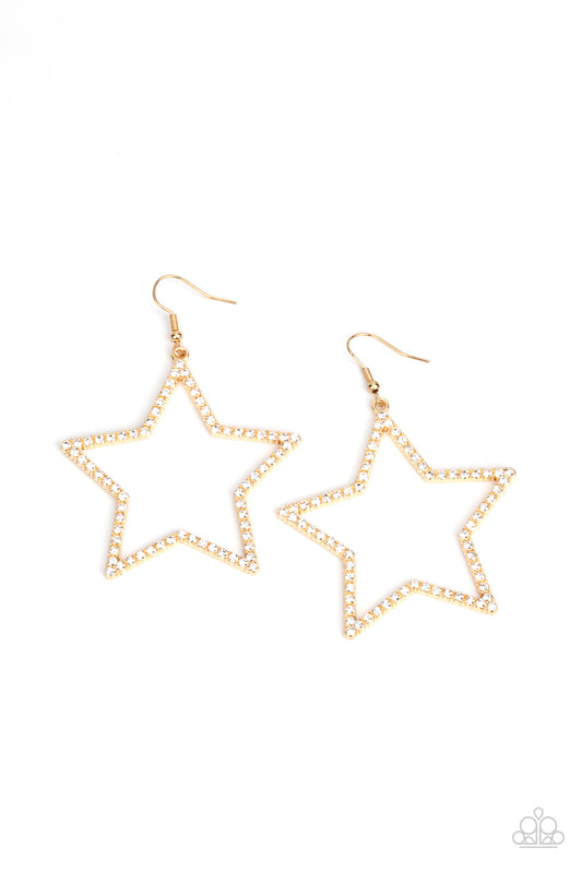 Paparazzi Supernova Sparkle Gold Earrings. Get Free Shipping. #P5ED-GDXX-083XX. Dainty Star Earring