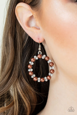 Paparazzi Symphony Sparkle Brown Pearl Earrings $5 Jewelry. #P5RE-BNXX-115XX. Free Shipping!