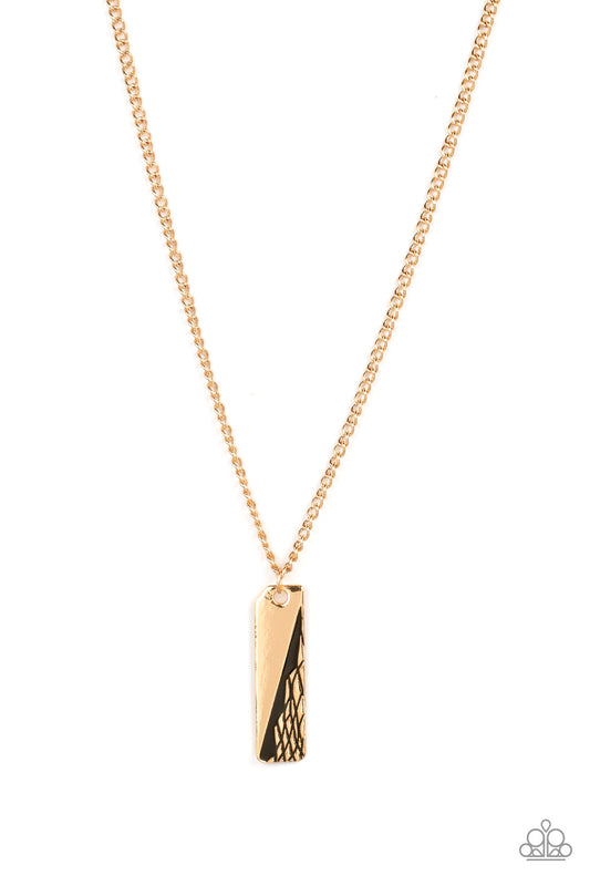 Paparazzi Tag Along Gold Necklace. #P2MN-URGD-059XX. Get Free Shipping. Men's Necklace