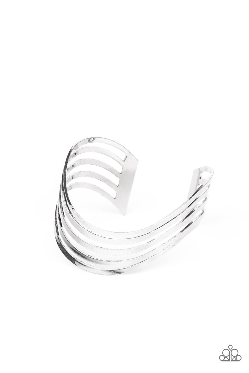 Tantalizingly Tiered - Silver Cuff Bracelet Paparazzi Accessories