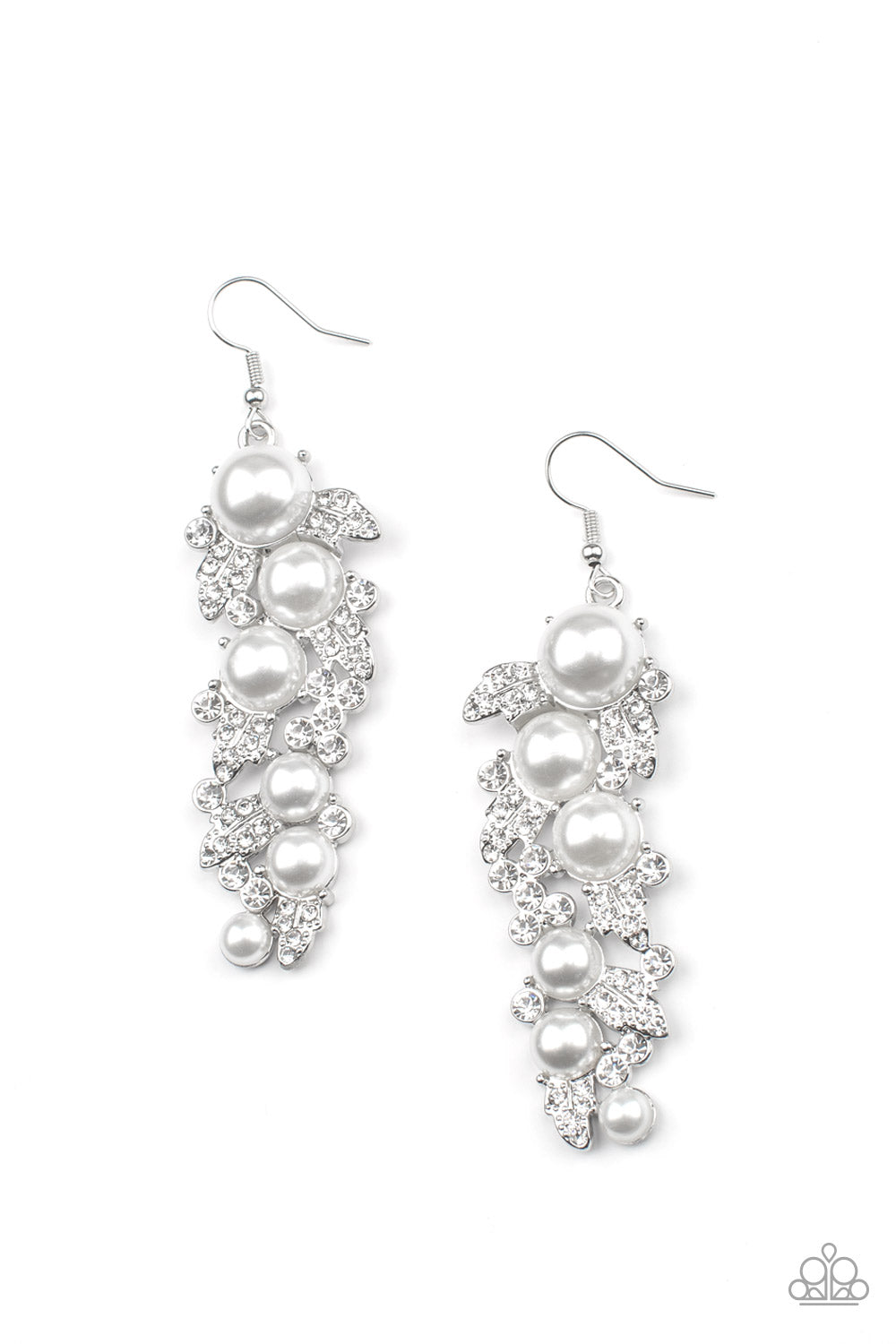 Paparazzi The Party Has Arrived White Earrings. #P5ST-WTXX-045XX. Subscribe & Save.