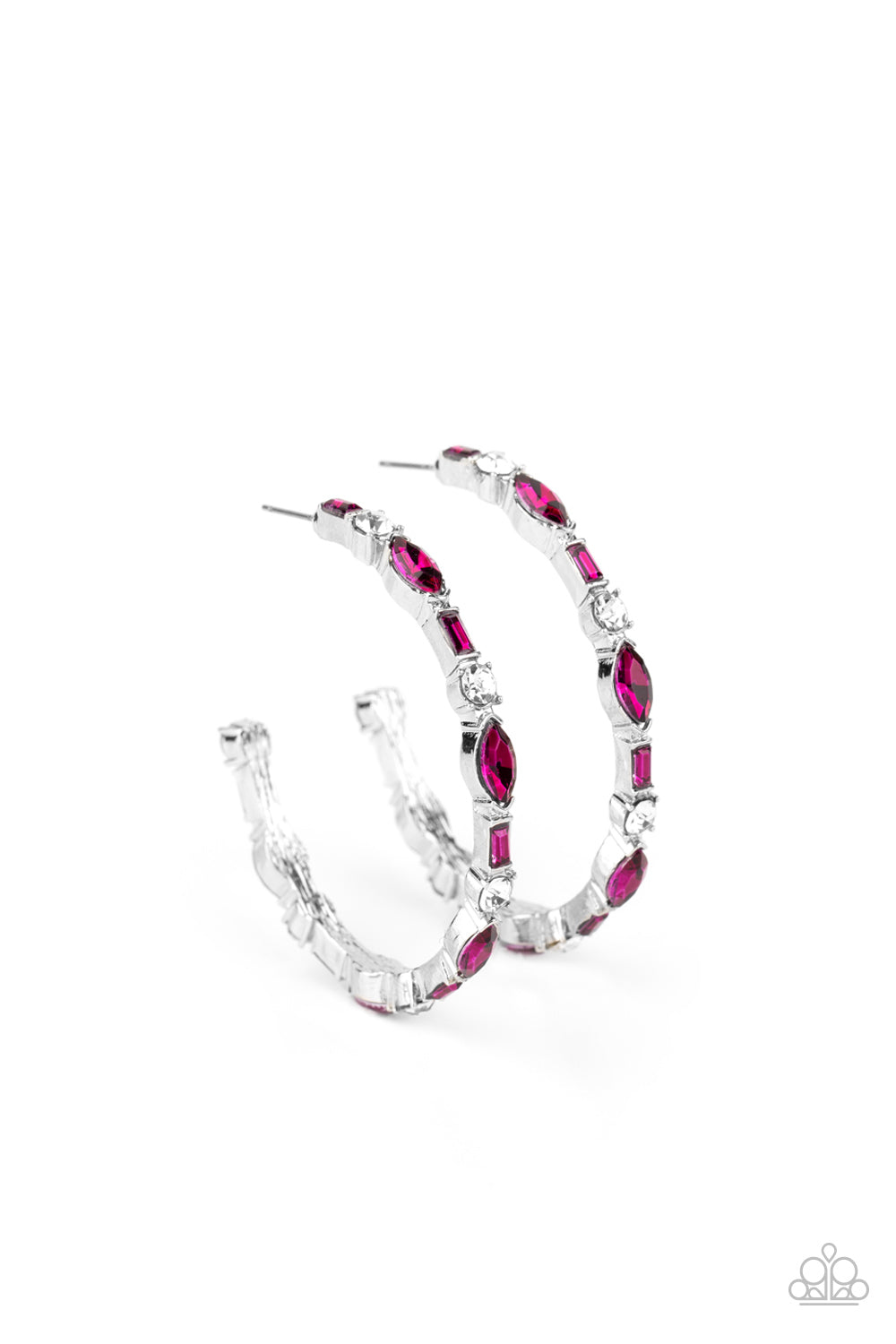 There Goes The Neighborhood - Pink Earrings Paparazzi Accessories Pink Hoops #P5HO-PKXX-027XX