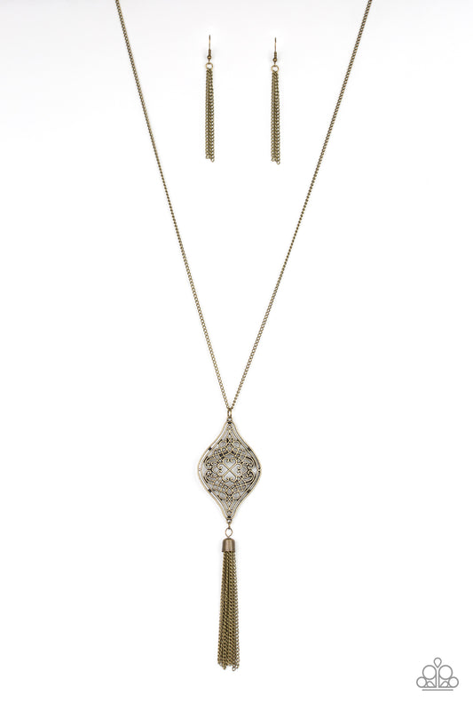 Totally Worth the TASSEL Brass Necklace Paparazzi Accessories. Subscribe and Save. #P2WH-BRXX-160XX