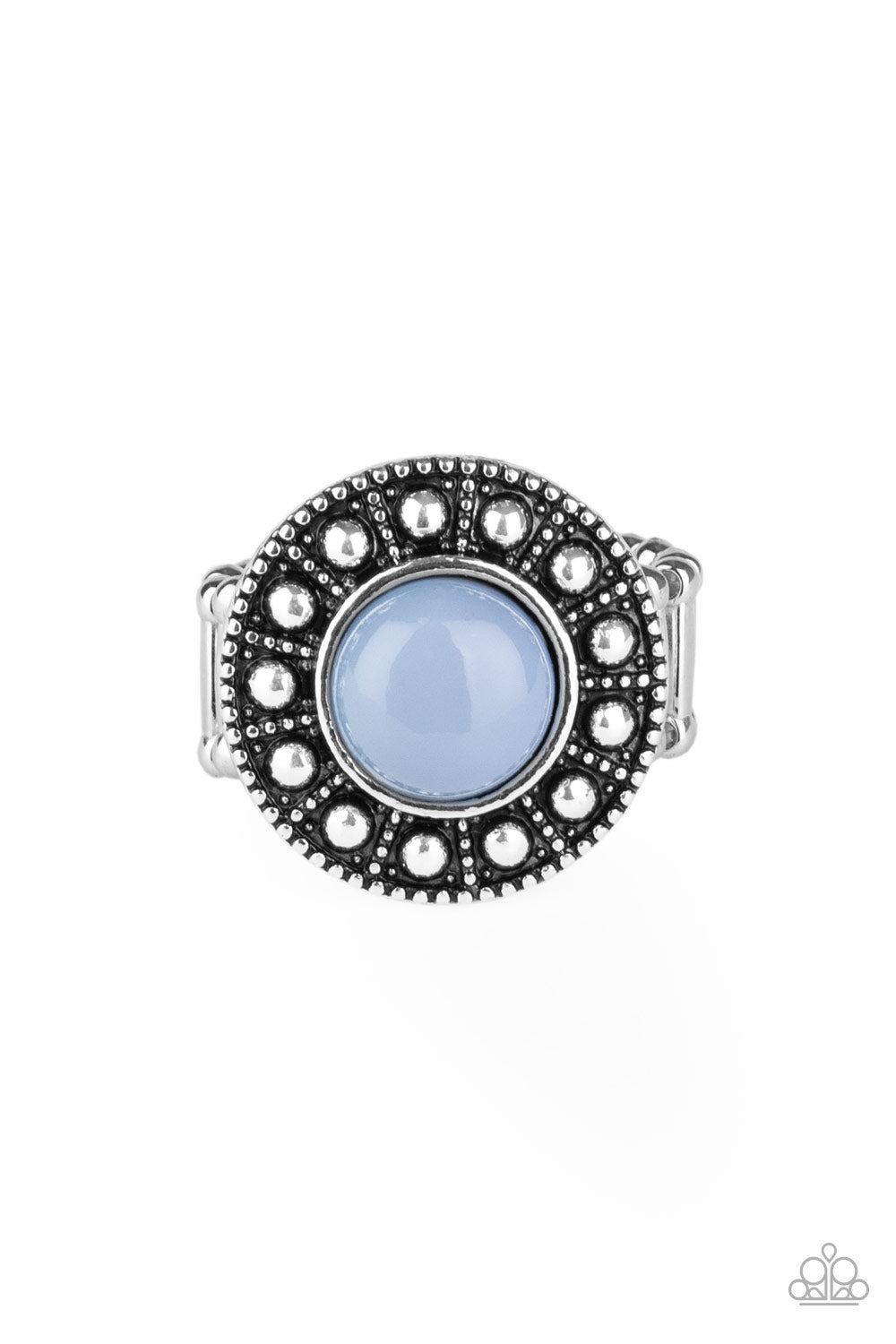 Paparazzi Treasure Chest Shimmer - Blue Ring faded denim dot in a silver frame
