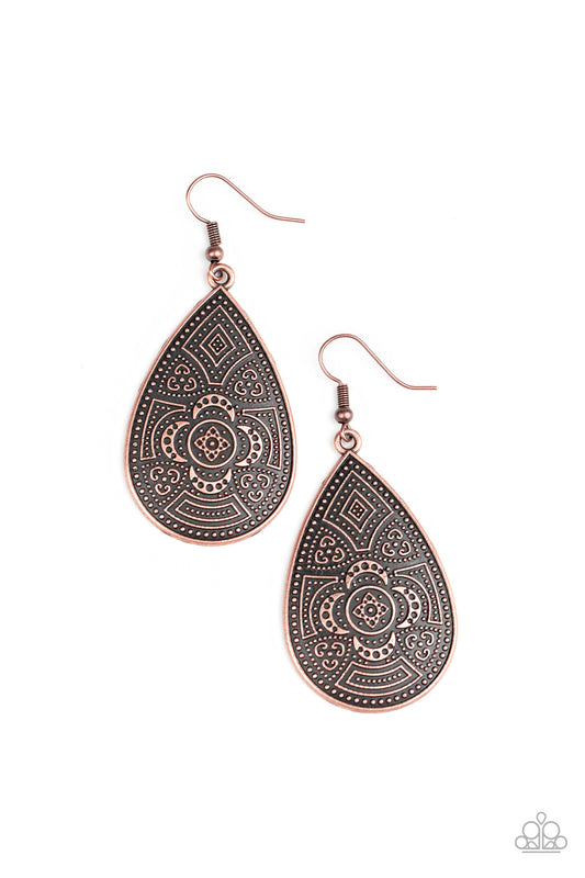 Tribal Takeover Copper Earring Paparazzi Accessories. #P5TR-CPXX-096XX. Subscribe & Save