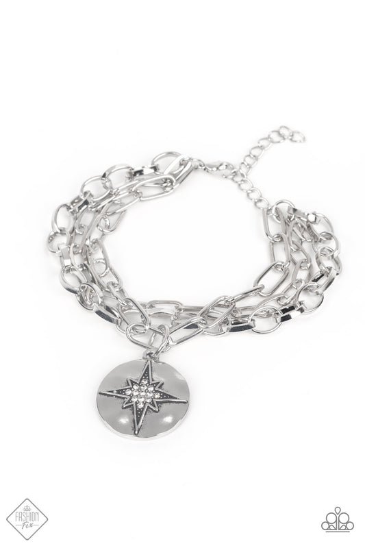 True North Twinkle White Bracelet Paparazzi Accessories. Free Shipping. For 4th July Accessories.