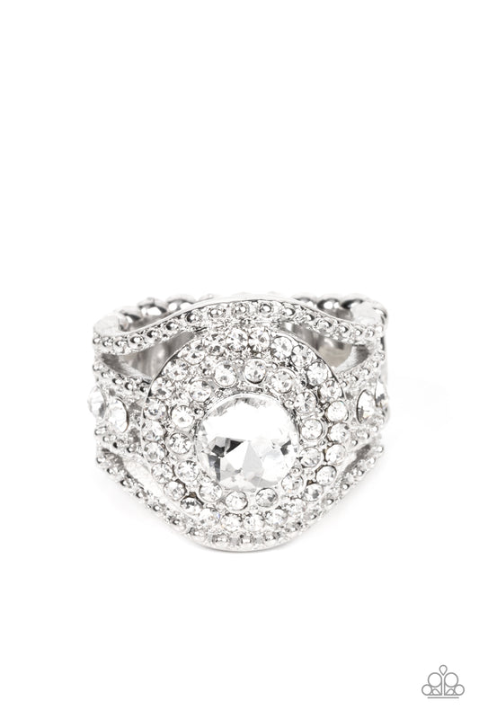 Paparazzi Understated Drama White $5 Ring. Get Free Shipping! #P4RE-WTXX-480XX