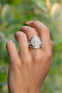 Understated Drama White Ring Paparazzi Accessories 2022 EMP Exclusive Ring. 4-interest free payment!